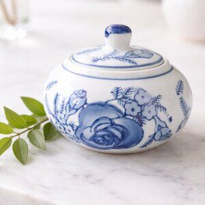 Vintage Blue & White Chinoiserie Porcelain Ginger Jar 3x4 / Small Bud Vase NEW